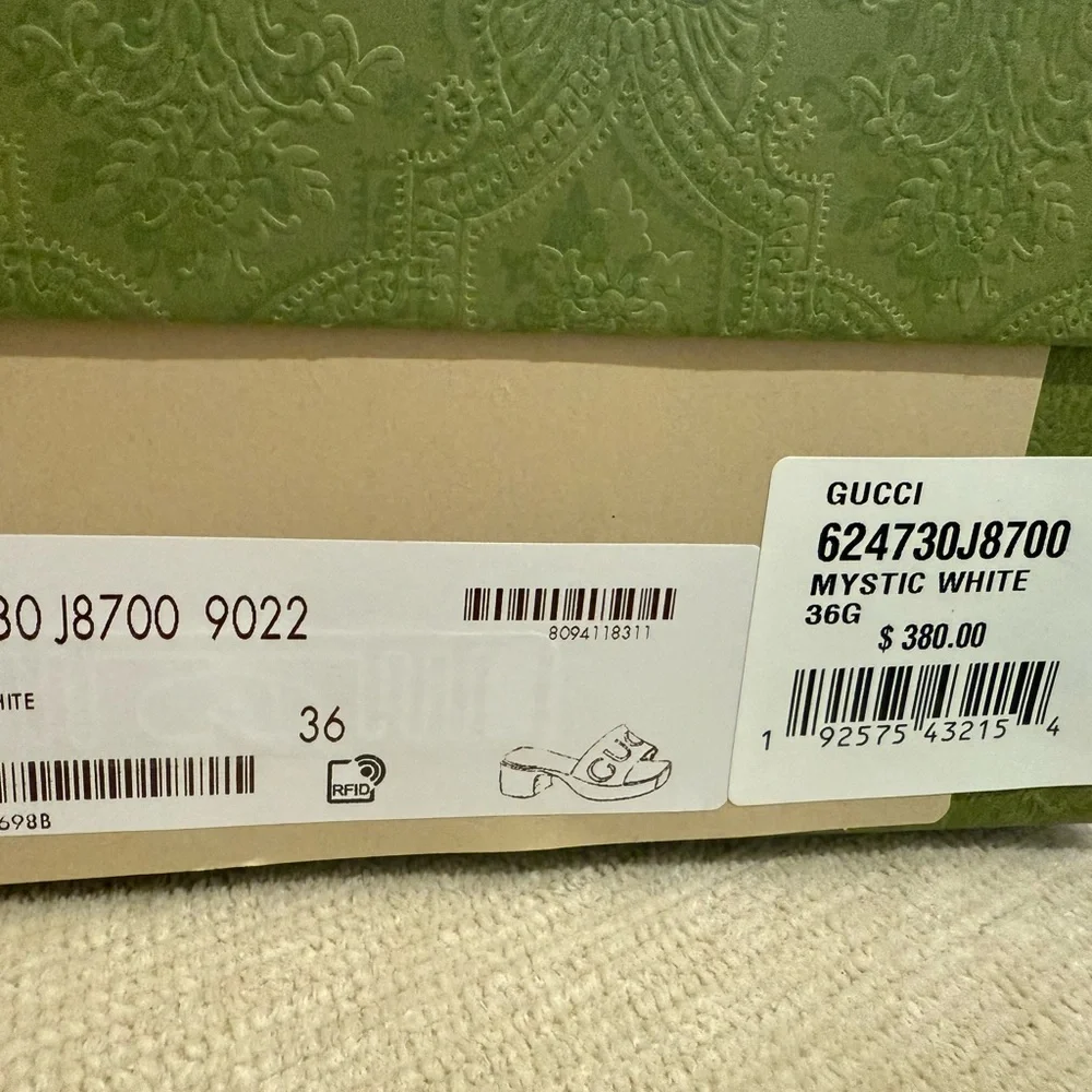 Gucci White Mules with Chunky Platform Heel - Picture 3 of 4